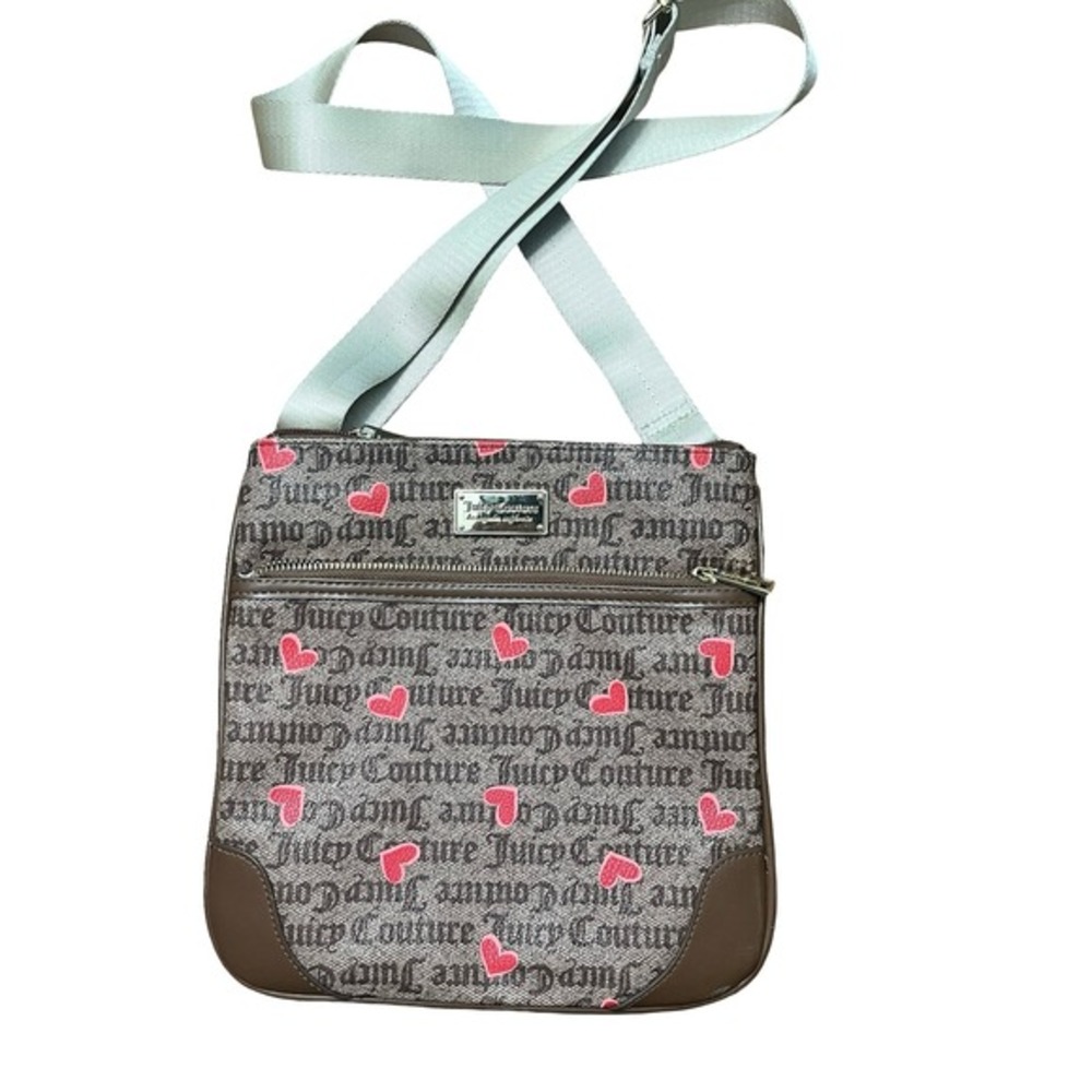 Juicy Couture Crossbody Bag Brown Heart Print Y2K Small Purse‎